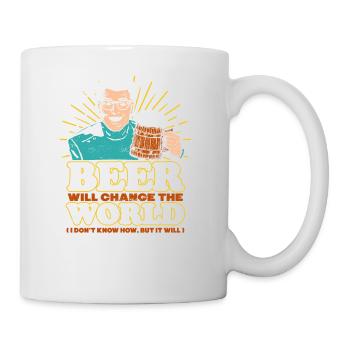 Funny Beer Will Change the World T-shirt - Tasse - Weiß - Rechts