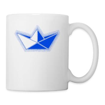 Blaues Segelboot aus Origami. - Tasse - Weiß - Rechts