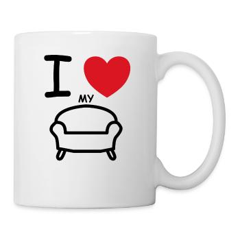 J'aime mon canapé en disant idée cadeau - Mug blanc - blanc - Droite