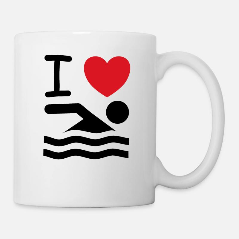J'aime nager en disant idée cadeau - Mug blanc - blanc