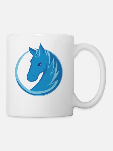 Pferd Logo Kreis Flat Design blau - Tasse - Weiß