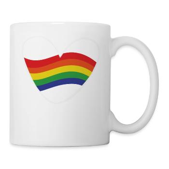 Regenbogen Herz | Geschenk Idee | LGBT - Tasse - Weiß - Rechts
