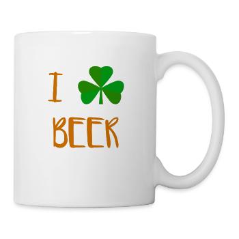 Je la bière de trèfle - J'aime la bière - Mug blanc - blanc - Droite