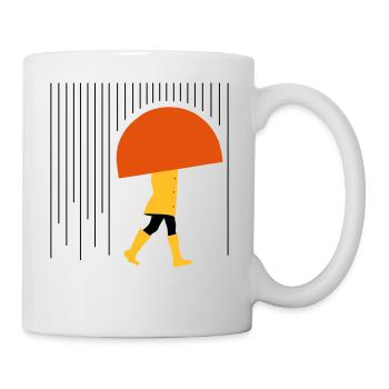 Mensch im Regen - Minimal - Tasse - Weiß - Rechts