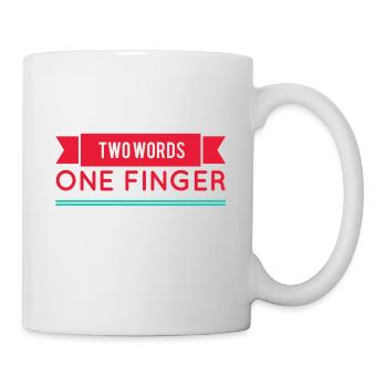 DEUX MOTS UN DOIGT - Cadeau drôle - Mug blanc - blanc - Droite
