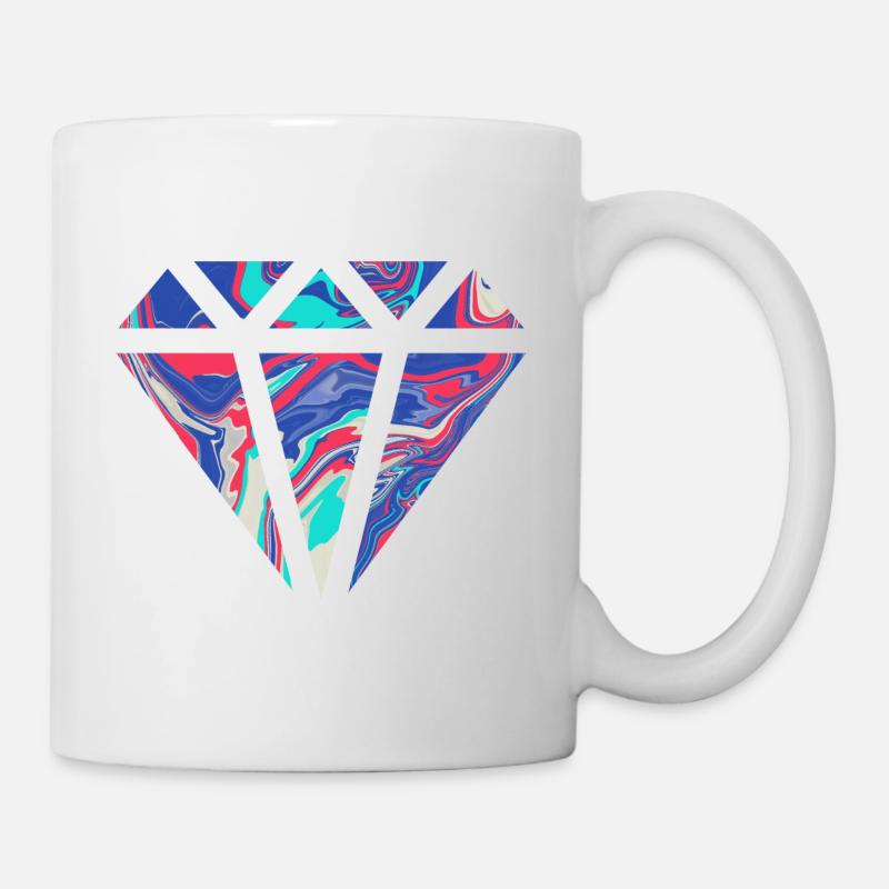 Schlichtes buntes Diamanten Design/Symbol - Tasse - Weiß