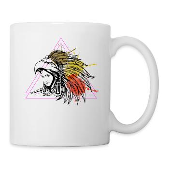 Aztec Native American Woman Headdress T-shirt - Mug blanc - blanc - Droite