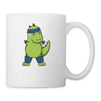 Dinosaurier workout fitness Geschenk idee dino gym - Tasse - Weiß - Rechts