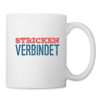Stricken verbindet - Geschenkfür Stricker - Tasse - Weiß - Rechts
