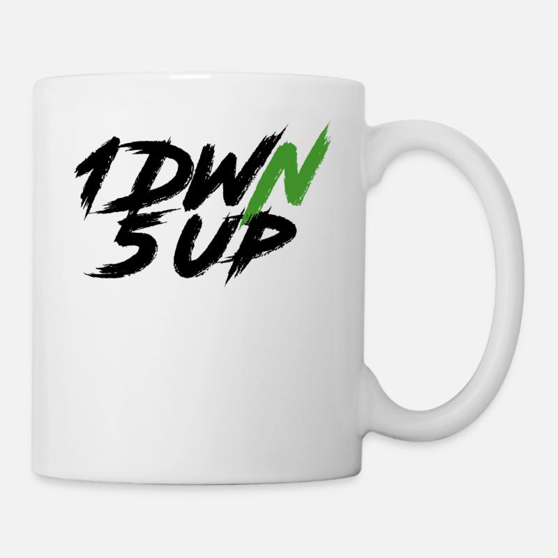 1DWN5UP black - Mug - white