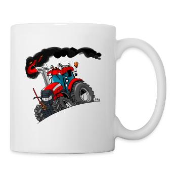 ROTER TRAKTOR weißer Rand - Tasse - Weiß - Rechts