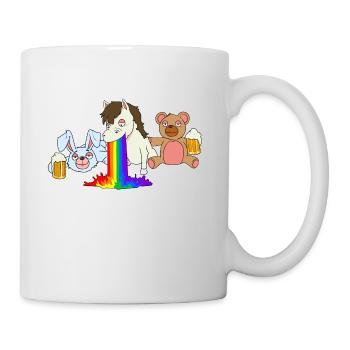 Rainbow Pferd Bär Hase Junggesellenabschied Bier - Tasse - Weiß - Rechts