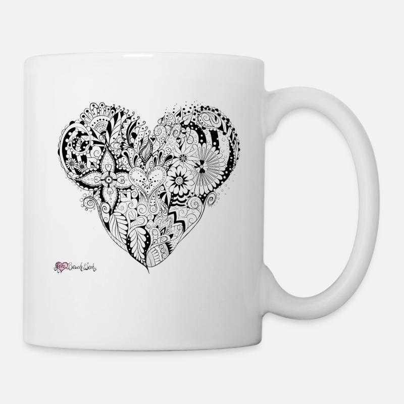 Mandala weiss schwarz - Tasse - Weiß