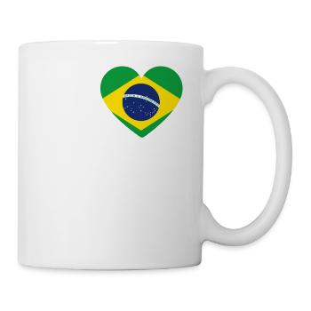 J'aime Brasil / coeur avec des armoiries / drapeau - Mug blanc - blanc - Droite