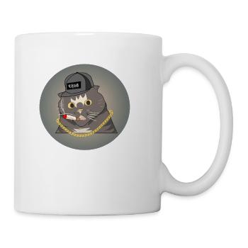 Punk Katze Rauchen Cool Zigarette Geschenk - Tasse - Weiß - Rechts