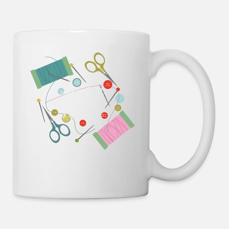 Sewing needle thread yarn buttons tailor gift - Mug - white