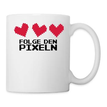 Folge den Pixeln! 8-Bit Retro - Tasse - Weiß - Rechts