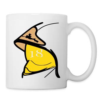 Casque F1 visière jaune 18 - Mug blanc - blanc - Droite