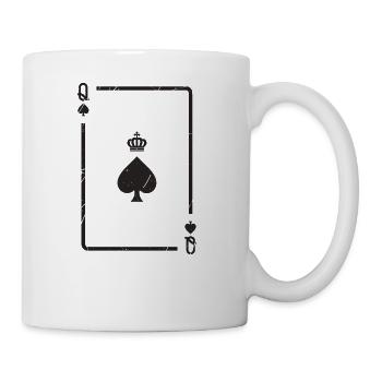 Karte Pik Dame Kartenspiel Skat Poker Geschenk - Tasse - Weiß - Rechts