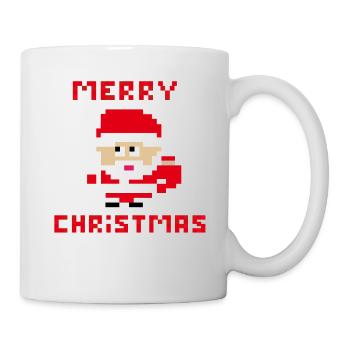 Santa 'merry christmas' 8-bit - Mug - white - Right
