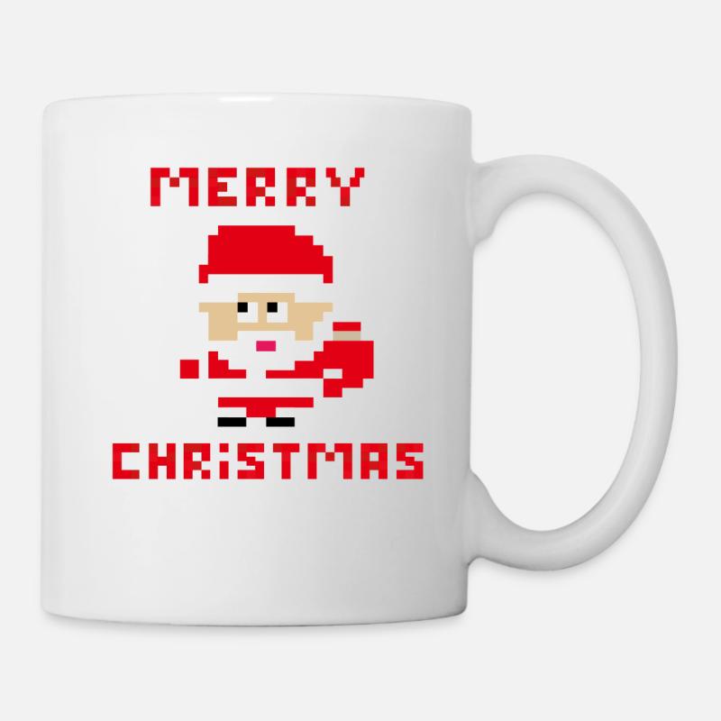 Santa 'Joyeux Noël' 8 bits - Mug blanc - blanc
