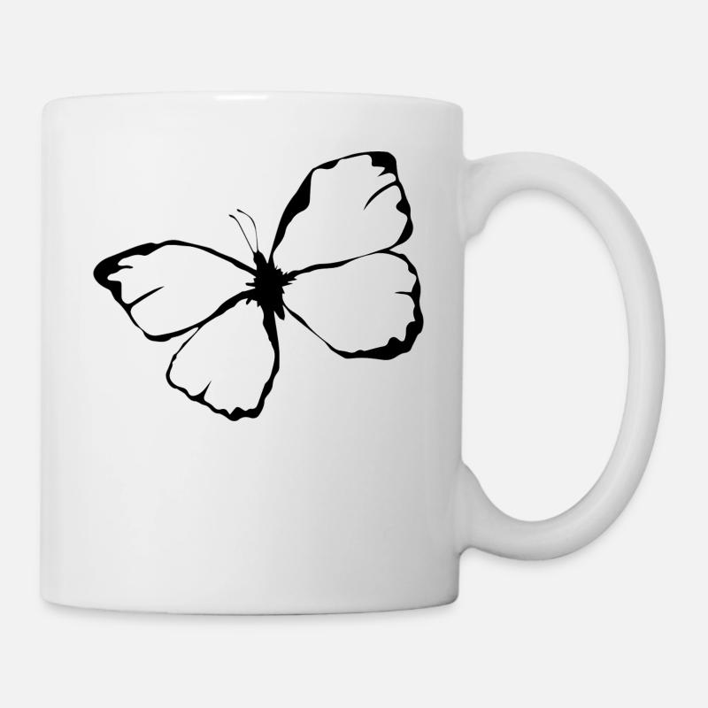 Illustrated Butterfly Black and White Gift - Mug - white