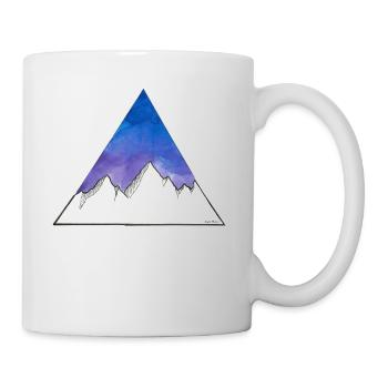 Mountains in the triangle on a violet / blue background - Mug - white - Right