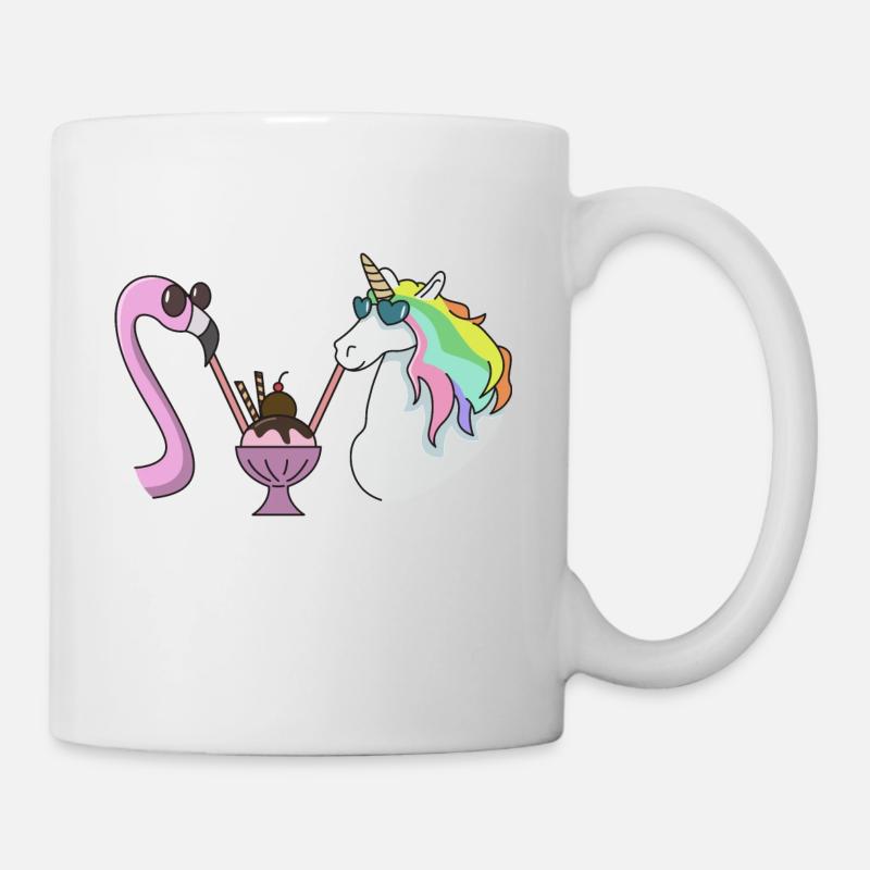 Flamingo Einhorn Eisbecher Geschenk Sommer Eis - Tasse - Weiß