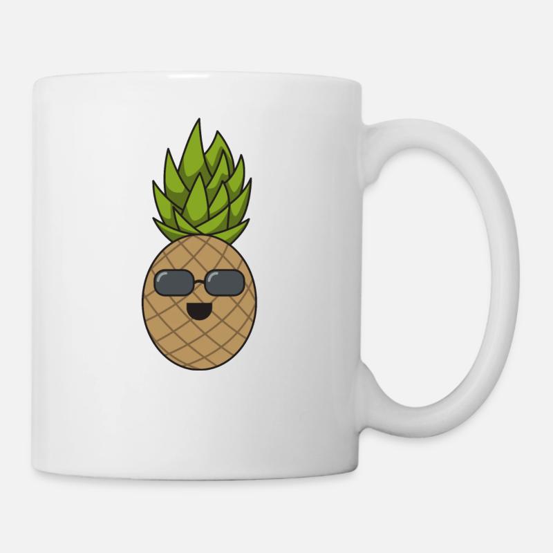 Ananas cool Geschenk Sonnenbrille Sommer Obst - Tasse - Weiß