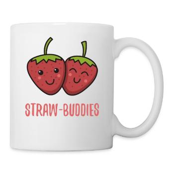 Erdbeeren beste Freunde Geschenk Freundin verliebt - Tasse - Weiß - Rechts