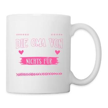 Oma Shirt · Großmutter · 2 Enkel · schwache Nerven - Tasse - Weiß - Rechts