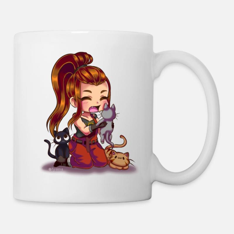 Brigitte und Katzen - Tasse - Weiß