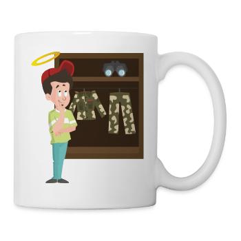 Unschuldiger Sondler mit Tarnklamotten im Schrank - Tasse - Weiß - Rechts