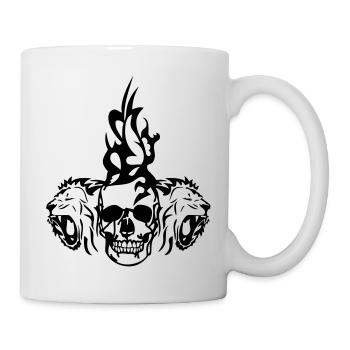 tod tot Kopf Schädel Stammes-Löwe - Tasse - Weiß - Rechts