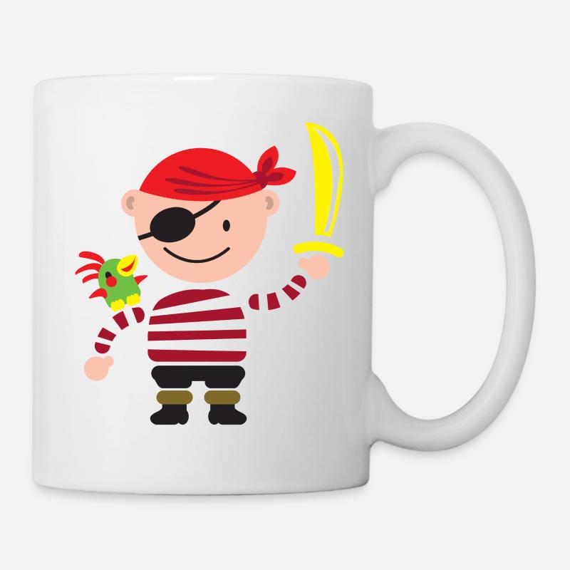 Petit pirate avec le perroquet - Mug blanc - blanc