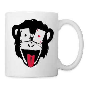 Affe Gorilla Affe Poker tete5 - Tasse - Weiß - Rechts