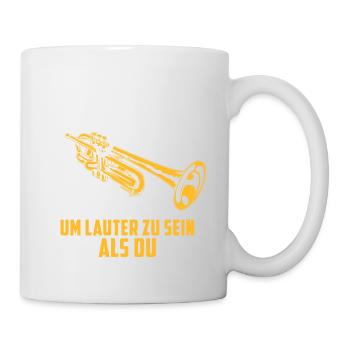 Trompete Shirt · Blasmusik · Als Trompeter geboren - Tasse - Weiß - Rechts
