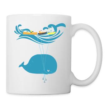 Funny Whale Balloon Sea Ship Kids Gift - Mug - white - Right