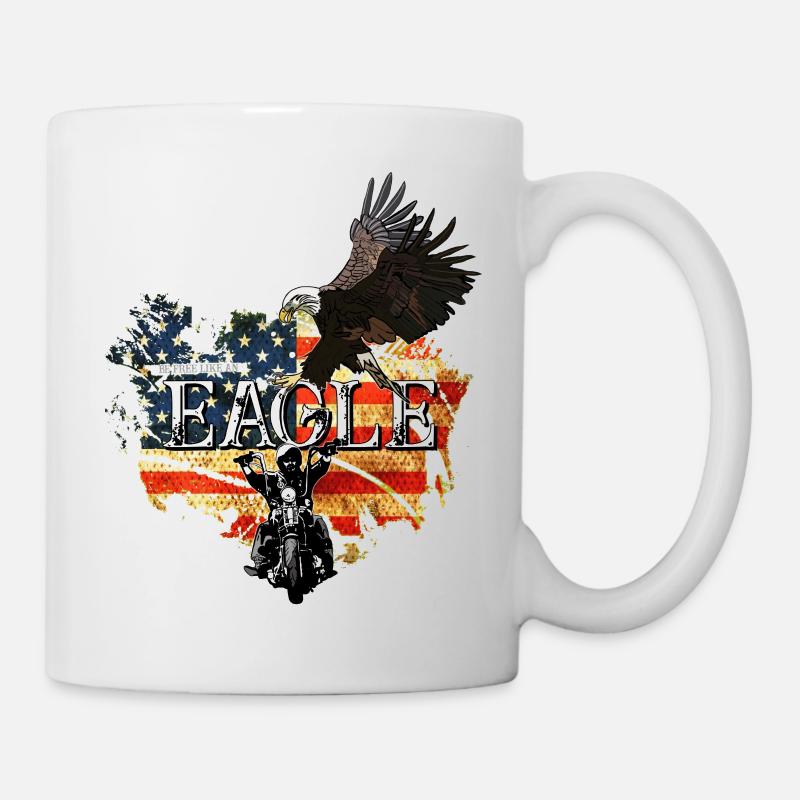 Adler Biker Free Like An Eagle - Tasse - Weiß