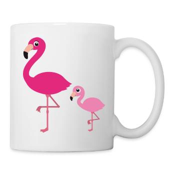 Flamingo Mutter mit Kind - Tasse - Weiß - Rechts