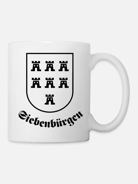 Sachsenwappen "Siebenbürgen" einfarbig - Tasse - Weiß