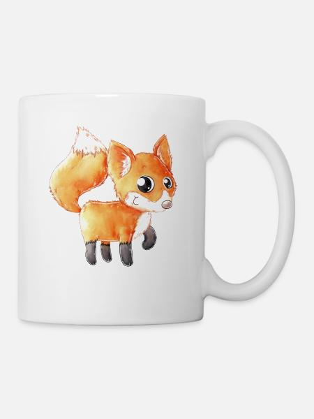 Glücklicher Comic Fuchs - Tasse - Weiß