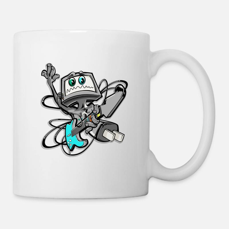 Guitariste de l’ordinateur cool en électrostyle - Mug blanc - blanc