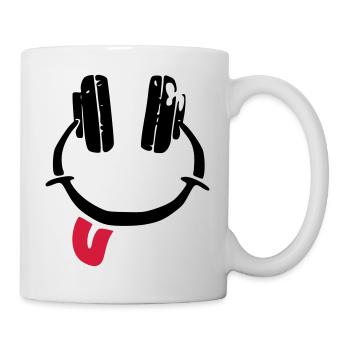 Casque d'écoute - smiley - langue - Mug blanc - blanc - Droite