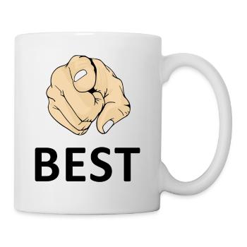Pointant votre t-shirt de doigt et vous êtes le meilleur - Mug blanc - blanc - Droite