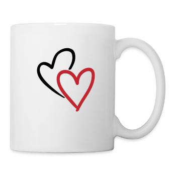 Two intertwined hearts in red - Mug - white - Right