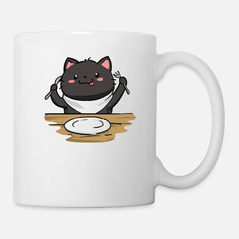 Katze Essen - Tasse - Weiß