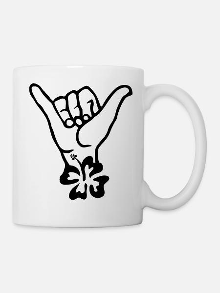 Aloha Hand Blume - Tasse - Weiß