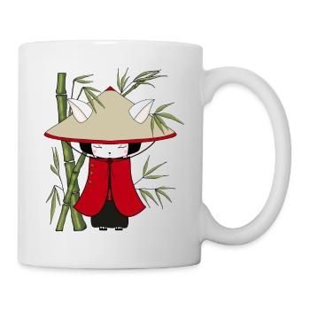 Japan Kokeshi Puppe Katze Geisha - Tasse - Weiß - Rechts