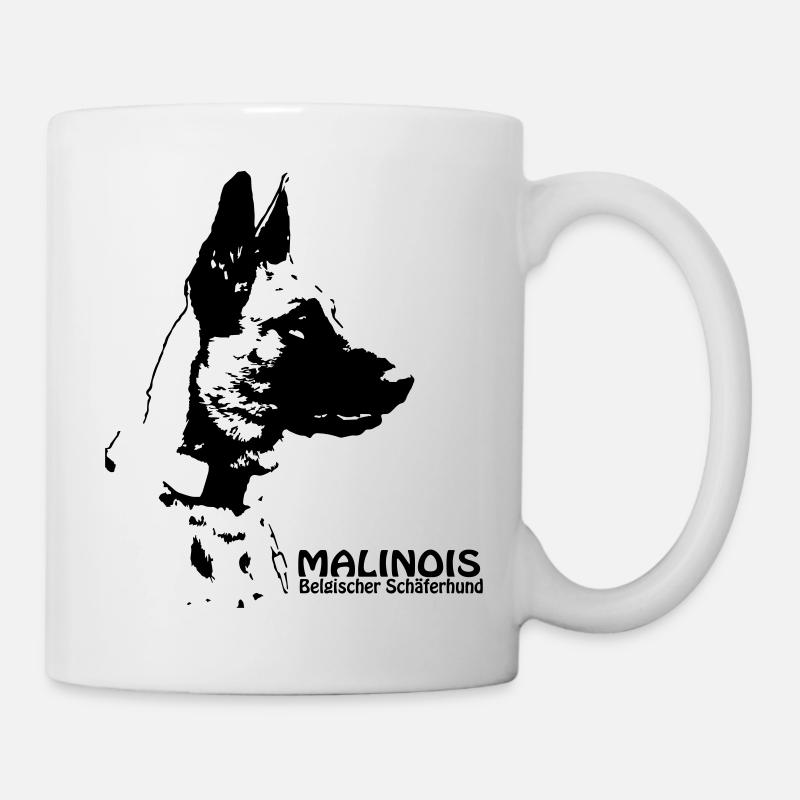 Portrait de Malinois, noir - Mug blanc - blanc